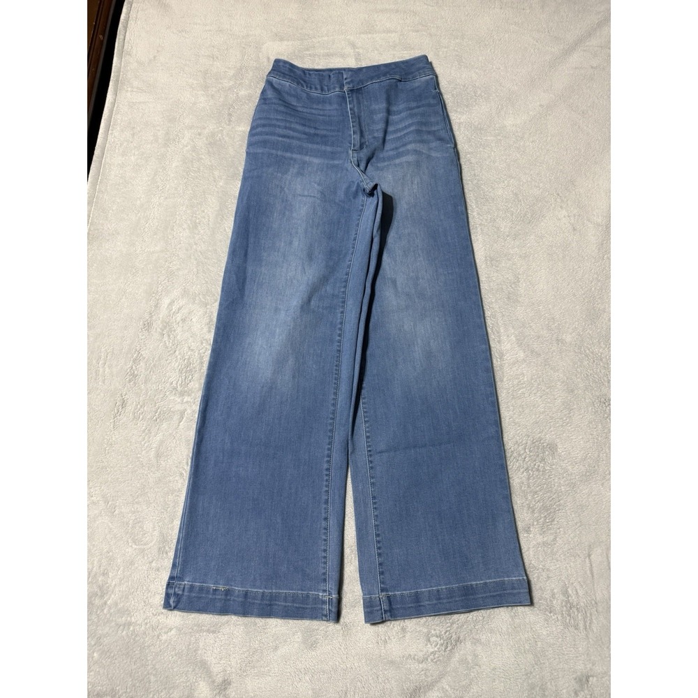 OAT New York Womens 2 Wide Leg High Rise Medium Wash Blue Denim Jeans 25x30